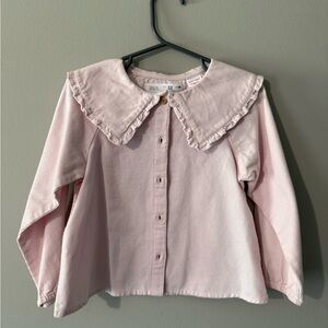 Zara Kids Light Pink Ruffled Collar Shirt